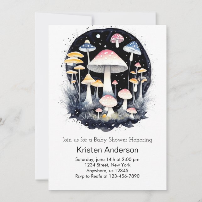 Convite Chá de fraldas de Garota Mágica de Cogumelo, Flore (Frente)