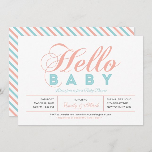 Convite Chá de fraldas de Garota Moderna, Sprinkle (Frente/Verso)