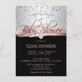 Convite Chá de fraldas de Garota Negra Rosa-Rosa Personali