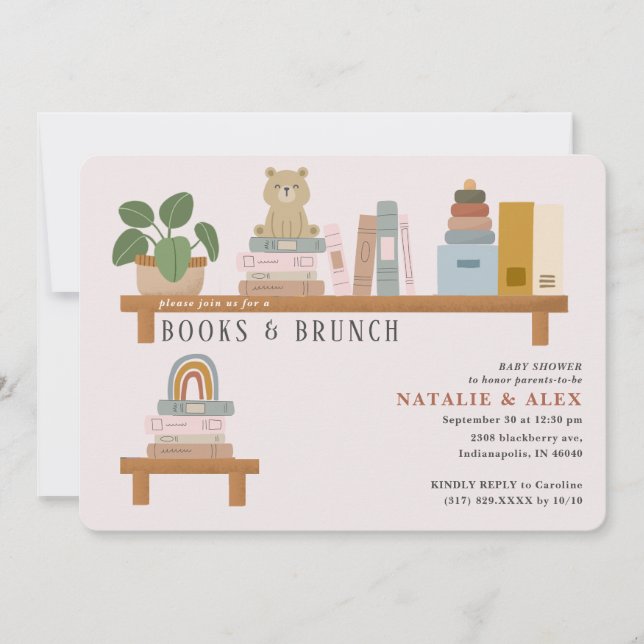 Convite Chá de fraldas de Garota Rosa da Prateleira (Frente)