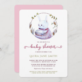 Convite Chá de fraldas de Garota Verde Rosa do Coelho da M