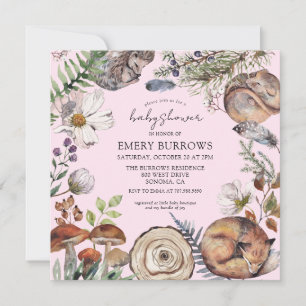 Convite Chá de fraldas de Garotas de Animais da Floresta W