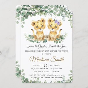 Convite Chá de fraldas de Garotas Gêmeas Geminadas, Cute L