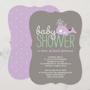 Convite Chá de fraldas de Garotas Geminadas de Lilac Grá