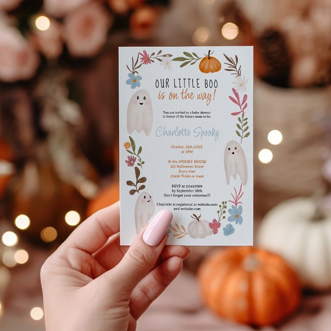 Convite Chá de fraldas de garotinho dos Fantasmas (Halloween little boo Ghosts boy baby shower Invitation)