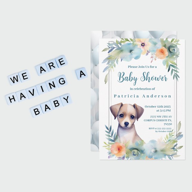 Convite Chá de fraldas De Garoto Castanho Claro E Bonito (Baby SHower Invitation )
