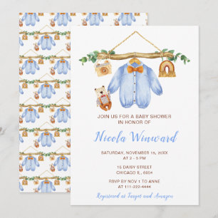 Convite Chá de fraldas de Garoto de Linha de Quebra de Out