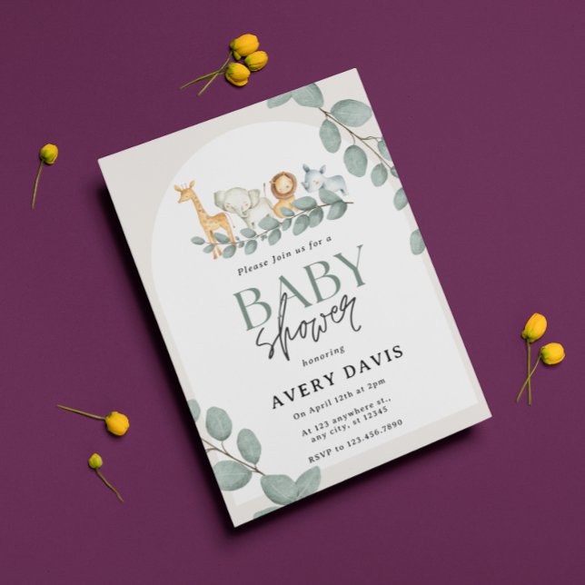 Convite Chá de fraldas de Garoto dos Animais da Floresta M (Criador carregado)