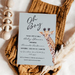 Convite Chá de fraldas de Garoto Girafa<br><div class="desc">Bonita girafa de bebê "Oh Boy" convite para chá de fraldas</div>