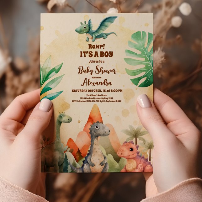 Convite Chá de fraldas de Garoto Verde Dinossauro Cinto-d' (Criador carregado)