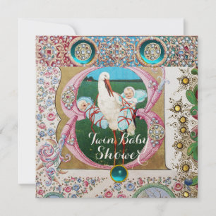 CONVITE CHÁ DE FRALDAS DE GAROTOS, GEMSTONES FLORAIS