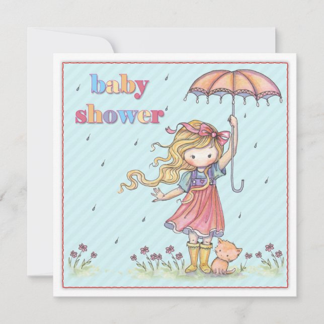 Convite Chá de fraldas de Gatinha e Gatinha (Frente)