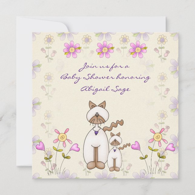 Convite Chá de fraldas de Gato e Gatinhas (Frente)