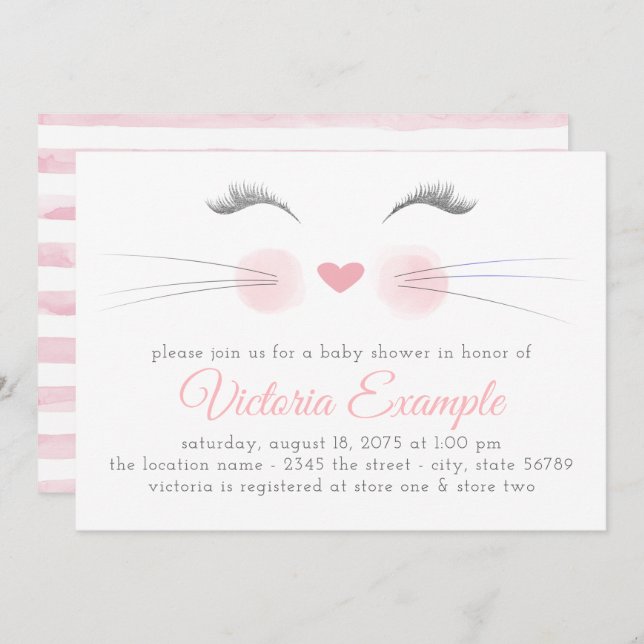 Convite Chá de fraldas de Gato Gatinho (Frente/Verso)