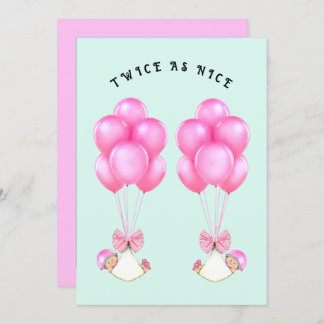 Convite Chá de fraldas de Gêmeas Raparigas