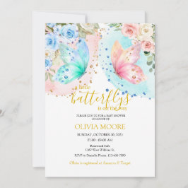 Convite Chá de fraldas de gêmeos borboletas