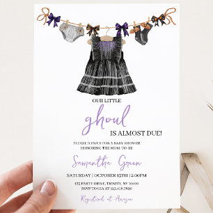 Convite Chá de fraldas de Ghoul Purple Halloween