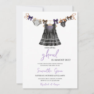 Convite Chá de fraldas de Ghoul Purple Halloween
