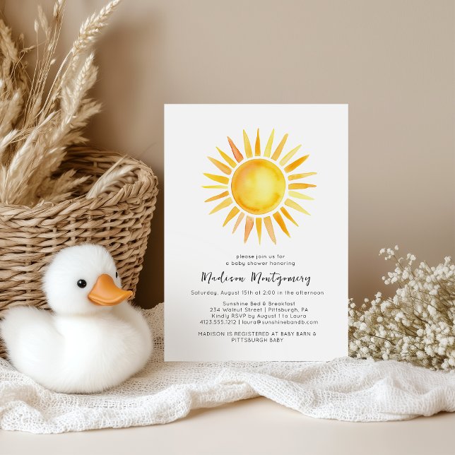 Convite Chá de fraldas de Gingham Amarelo Cheio (Criador carregado)