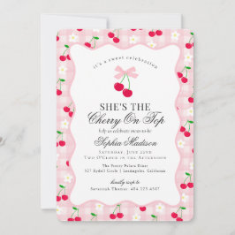 Convite Chá de fraldas de Gingham, Arco de coquete rosa, C