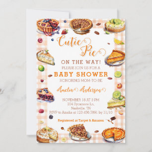 Convite Chá de fraldas de Gingham Laranja Laranja Torre Aq