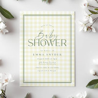 Chá de fraldas de Gingham Verde Amarelo Elegante