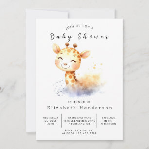 Convite Chá de fraldas de Girafa Digital Feliz