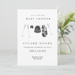 Convite Chá de fraldas de golfe mínimo moderno