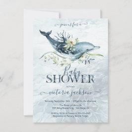 Convite Chá de fraldas de golfinhos do oceano tropical