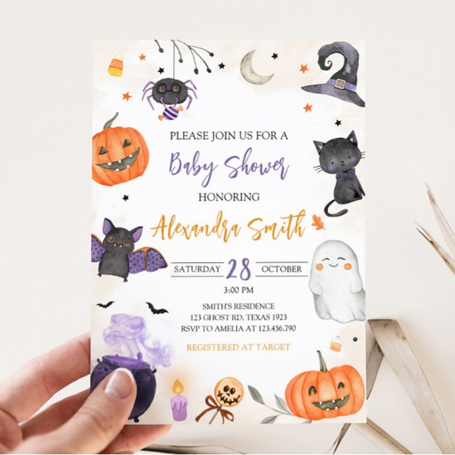 Convite Chá de fraldas de Halloween (Ghost Baby Shower Invitation)