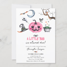 Convite Chá de fraldas de Halloween | Abóbora Rosa