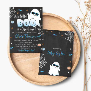 Convite Chá de fraldas de Halloween Convoca Ghost Boy Cute