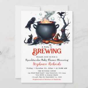 Convite Chá de fraldas de Halloween da Bruxa Infantil Caul