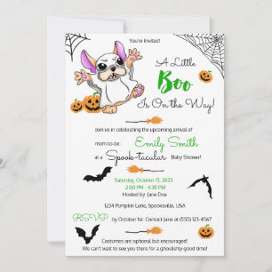 Convite Chá de fraldas de Halloween de abóboras fantasmas