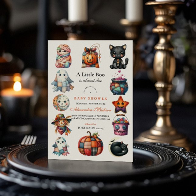 Convite Chá de fraldas de Halloween de patch colado (Criador carregado)