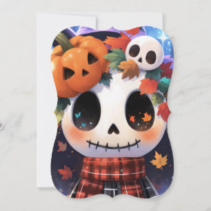 Convite Chá de fraldas de Halloween de Skeleton bonito