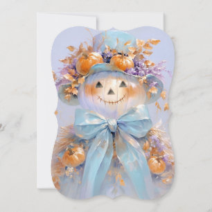 Convite Chá de fraldas de Halloween do Espantalho da Abóbo