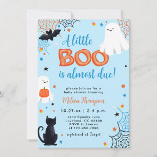 Convite Chá de fraldas de Halloween do Little Boo Ghost Bo