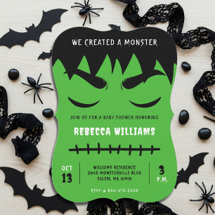 Convite Chá de fraldas de Halloween do Monstro Frankenstei