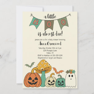 Convite Chá de fraldas de Halloween do Retro 70 Little Boo