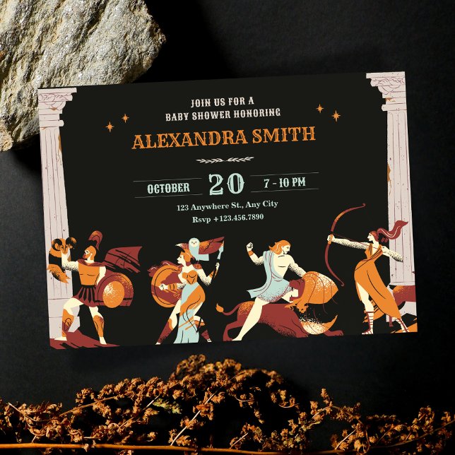 Convite Chá de fraldas de Heróis de mitologia (Criador carregado)