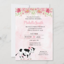 Convite Chá de fraldas de Impressão de Vaca Branca Moderno