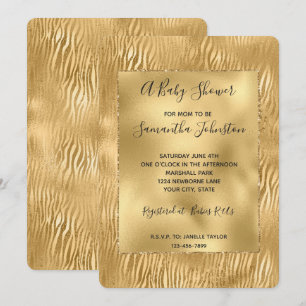 Convite Chá de fraldas de Impressão Dourado Glam Glitz Z