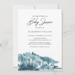 Convite Chá de fraldas de inverno da Floresta Azul de Aqua