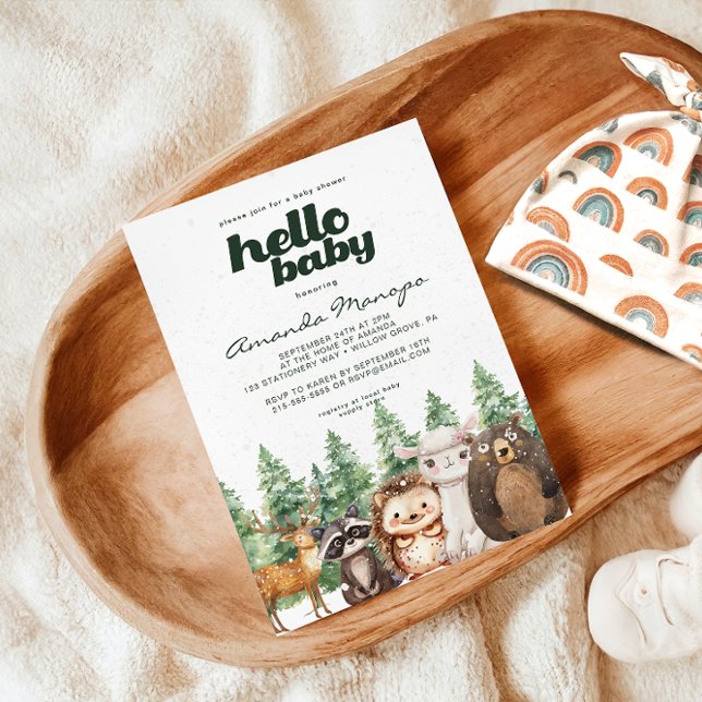 Convite Chá de fraldas de inverno da Madeira Pinheiros (Criador carregado)