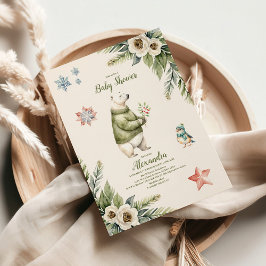 Convite Chá de fraldas de inverno da Woodland