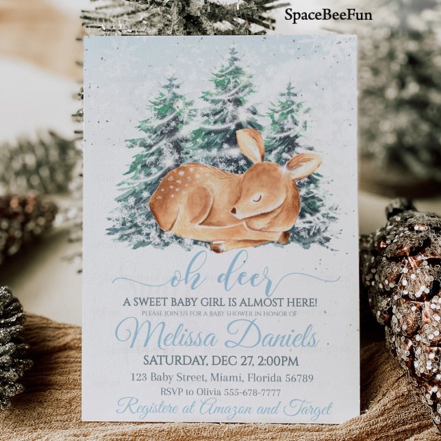 Convite Chá de fraldas de inverno Deer Boy Deer Winter (Winter Deer Baby Shower invitation Boy Deer Winter Deer Boy Invite  It's Cold Outside Christmas )