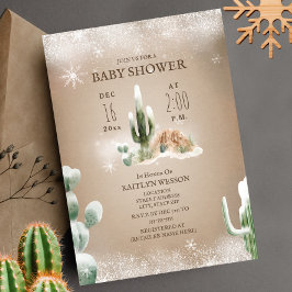 Convite Chá de fraldas de inverno do Cactus no Deserto