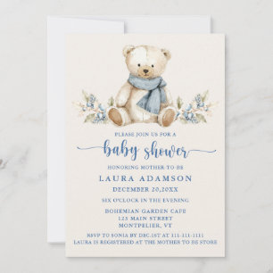 Convite Chá de fraldas de inverno do Urso de Teddy Cozy Wa