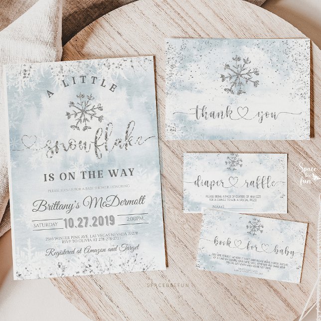 Convite Chá de fraldas de inverno em floco de neve (Little Snowflake Baby Shower, winter baby shower invitation, snowflake baby shower invitation, baby )